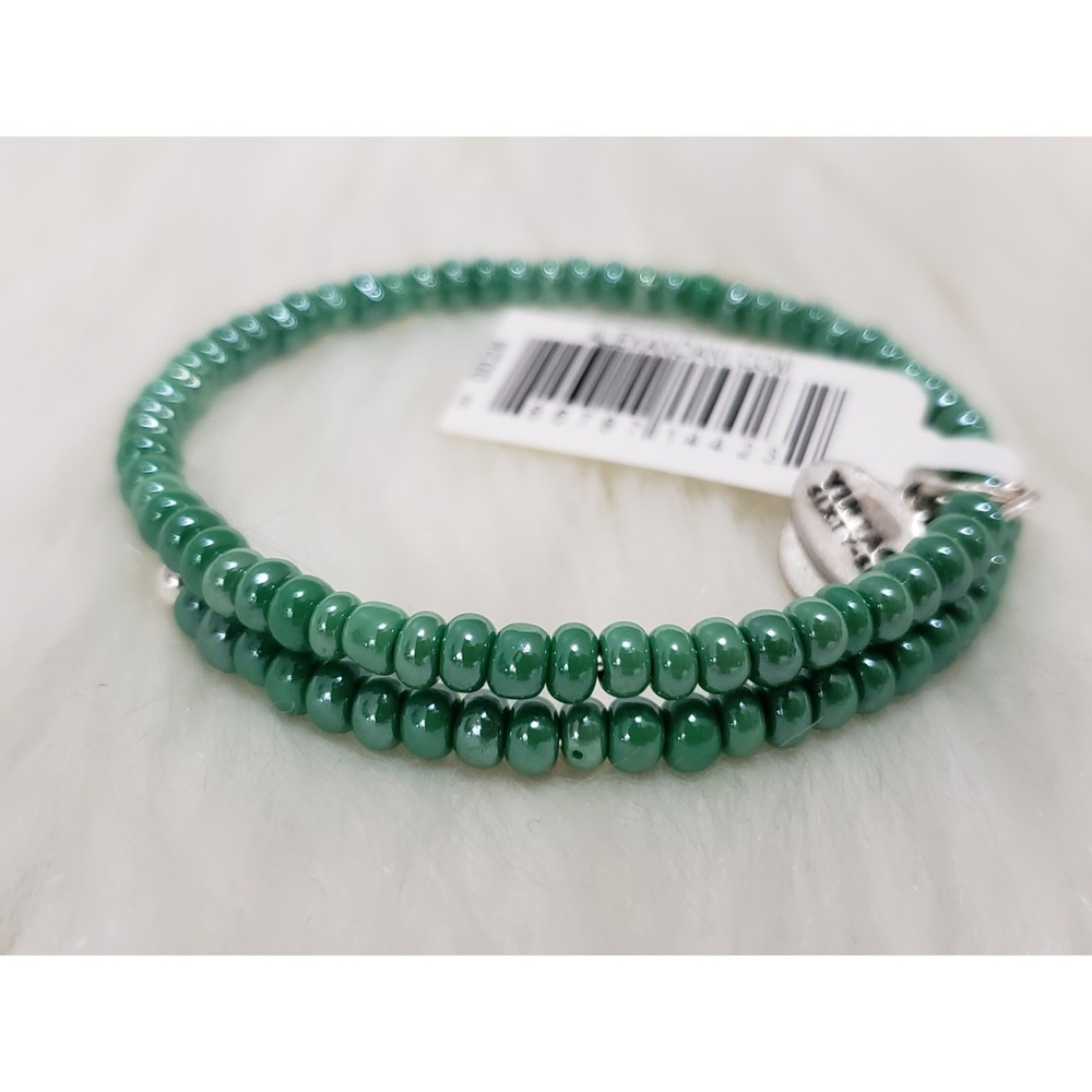 NEW Alex and Ani SAGE GREEN Color Palette Beaded Wrap Rafaelian Gold Bracelet